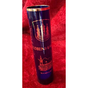 Vintage Kobenhavn Holmegaard Royal Copenhagen Cobalt Blue Gold Vase Souvenir